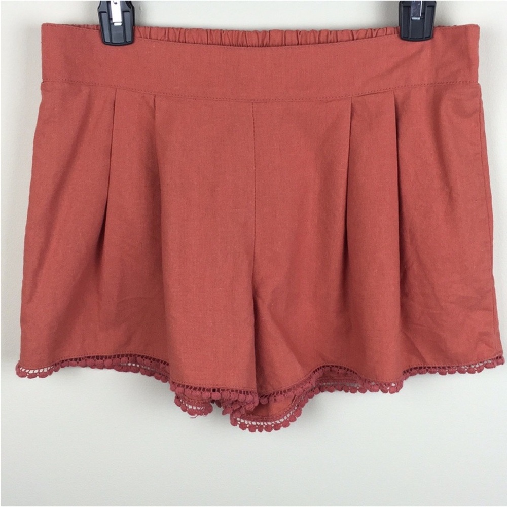 Bebop - Linen Blend Embellished Trim Shorts